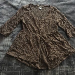 All lace tan blouse.